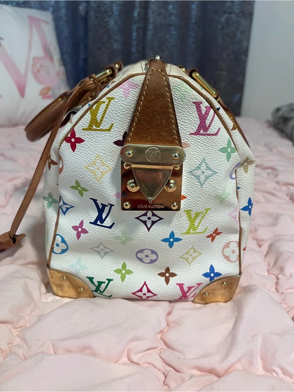 Vintage Louis Vuitton Multicolor Murakami White Speedy Bag